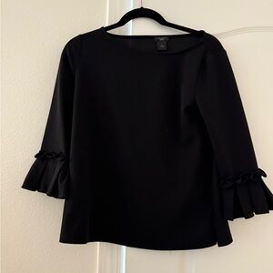 Ann Taylor Black Ruffle Sleeve Blouse